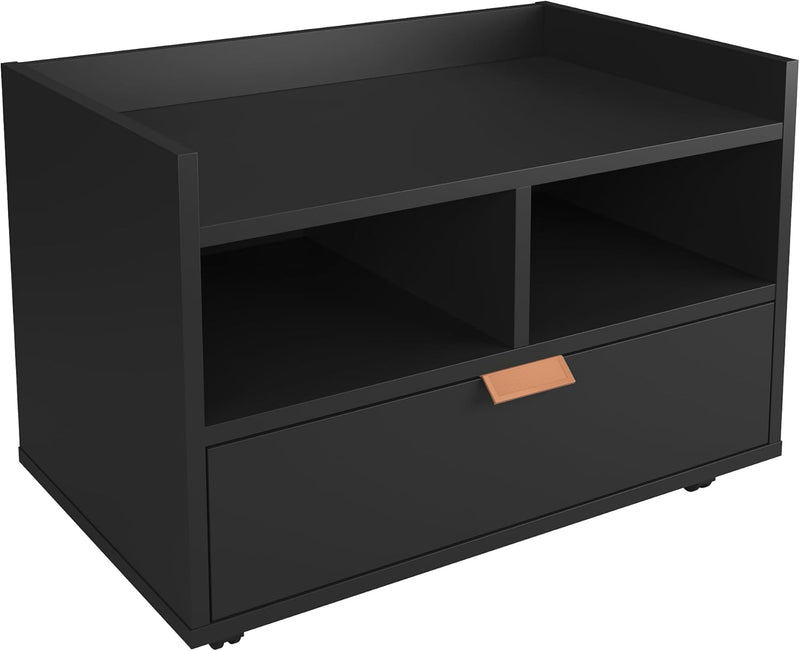 Gabinete Organizador Armário Banheiro C/Gaveta e Rodízios Cobreado (Preto)