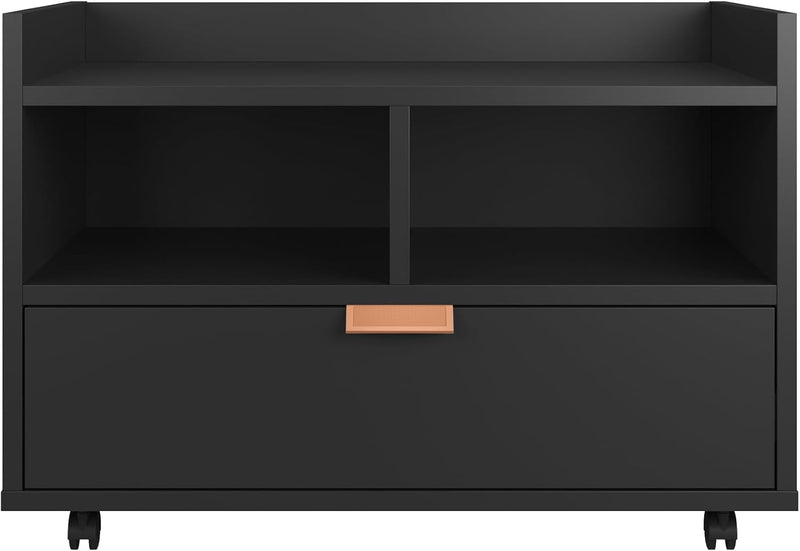 Gabinete Organizador Armário Banheiro C/Gaveta e Rodízios Cobreado (Preto)