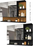 Armario Espelheira Para Banheiro 1 Porta Cleópatra (Preto/Flexcollor)