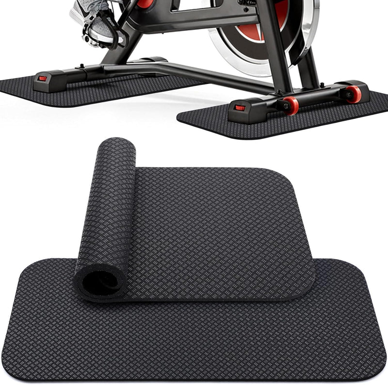 TOBWOLF 2 peças de tapete de bicicleta ergométrica compatível com bicicleta Peloton, tapete de esteira para piso de madeira ou tapete, antiderrapante, à prova de suor, equipamento de exercício para
