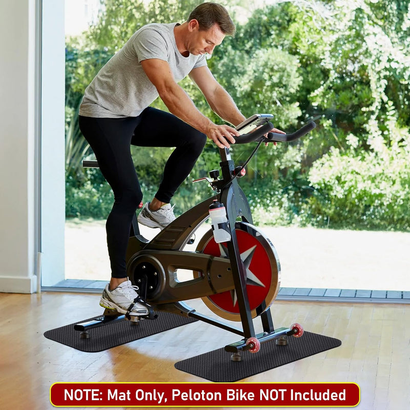 TOBWOLF 2 peças de tapete de bicicleta ergométrica compatível com bicicleta Peloton, tapete de esteira para piso de madeira ou tapete, antiderrapante, à prova de suor, equipamento de exercício para