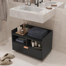 Gabinete Organizador Armário Banheiro C/Gaveta e Rodízios Cobreado (Preto)