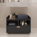 Gabinete Organizador Armário Banheiro C/Gaveta e Rodízios Cobreado (Preto)